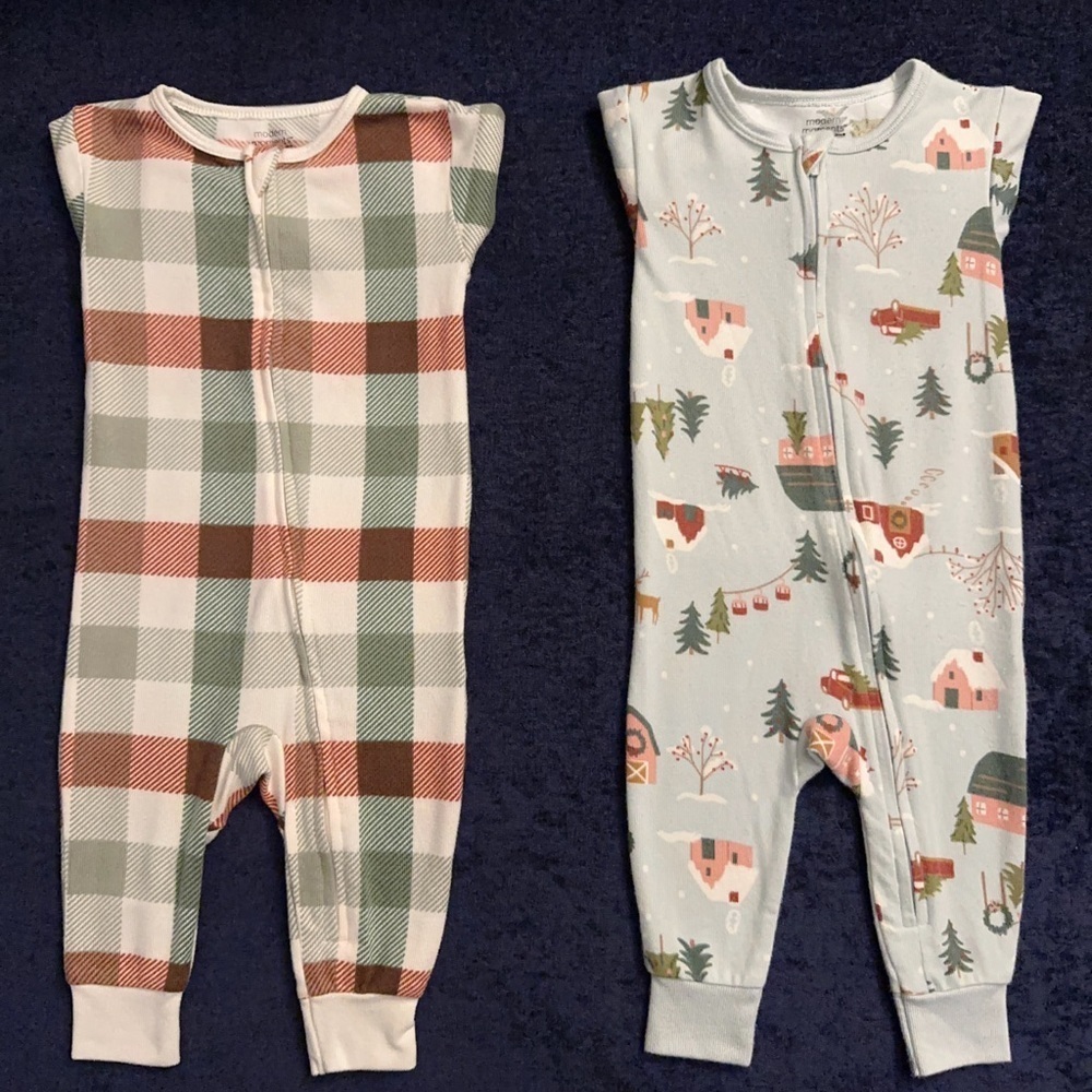 Kids Pajama Bottoms - Plaid and Winter Print 2 Piece Set